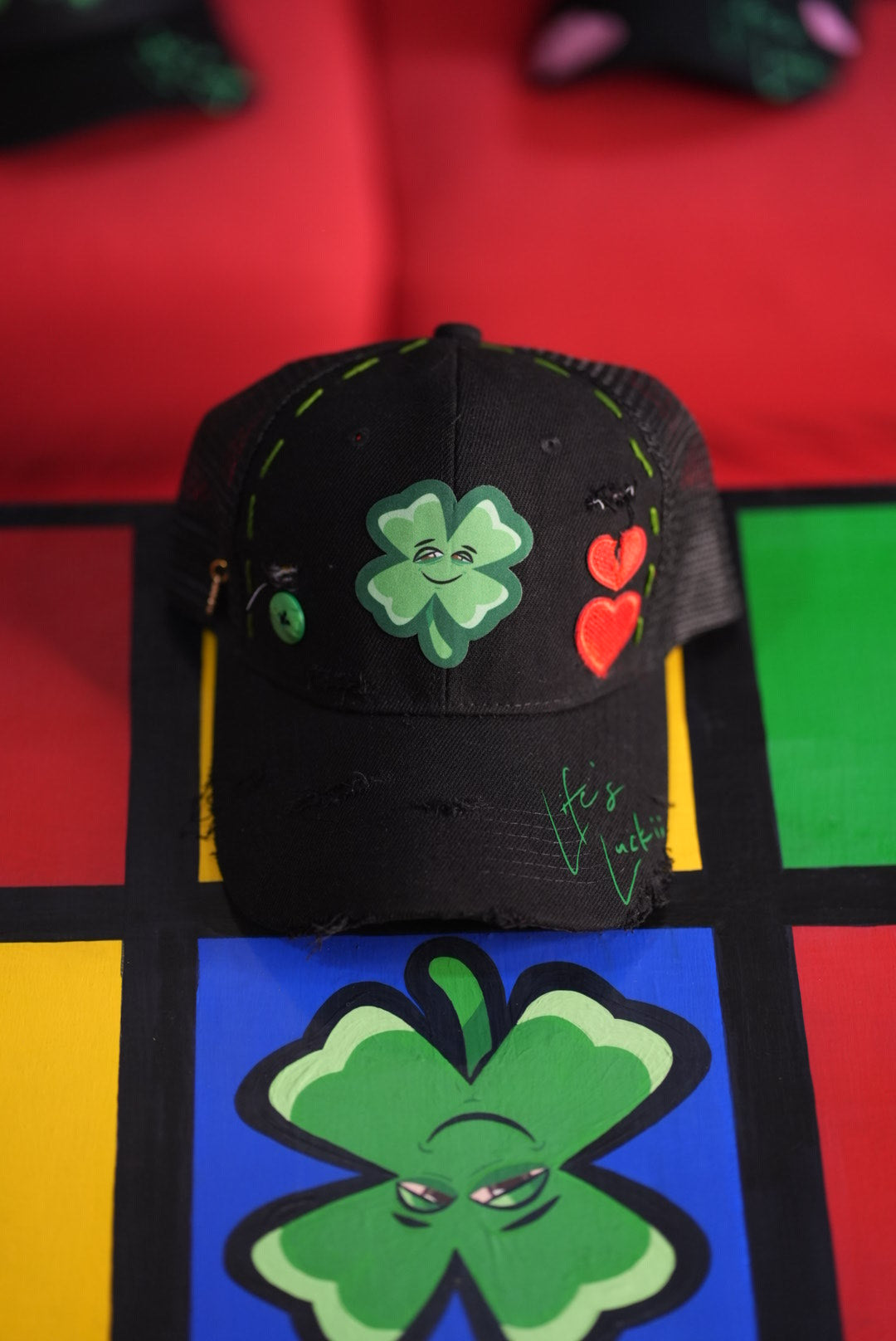 Life's Luckii Hat Broken Hearts and Buttons Collection