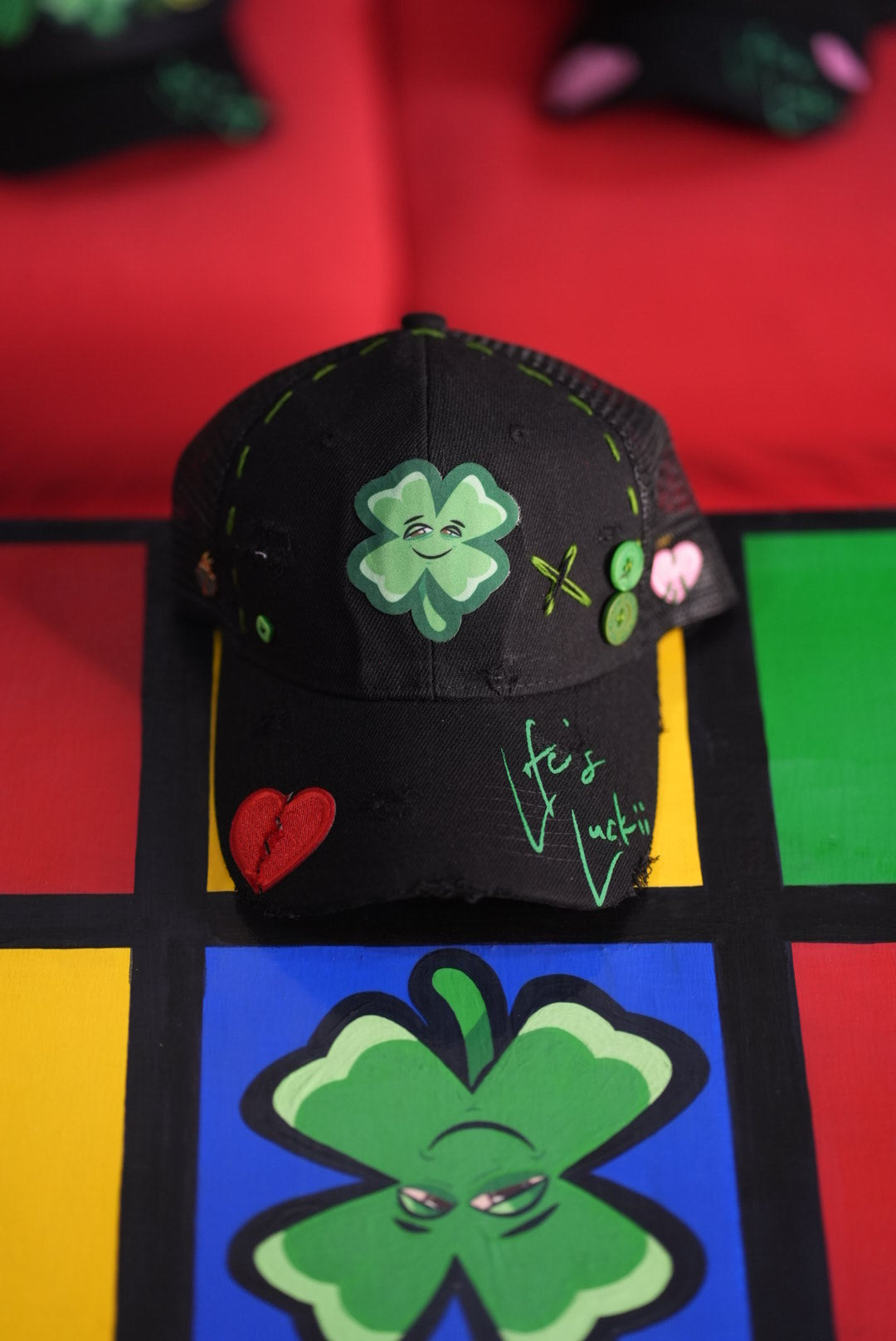 Life's Luckii Hat Broken Hearts and Buttons Collection