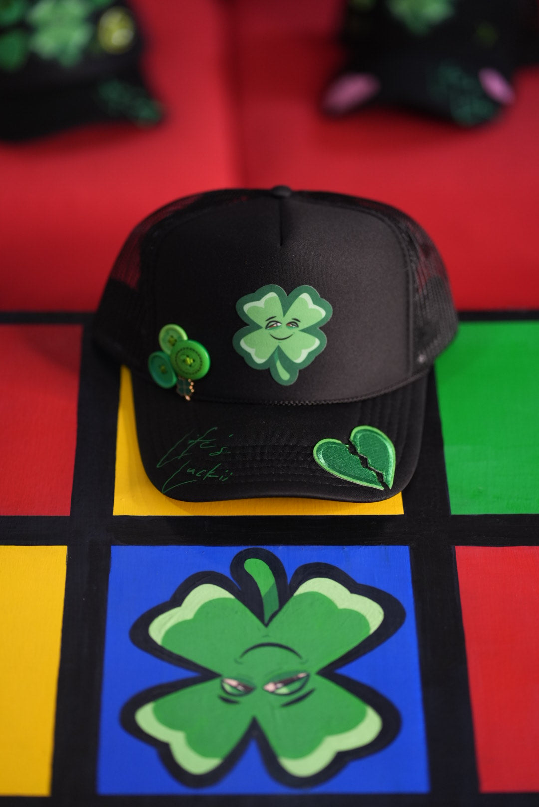 Life's Luckii Hat Broken Hearts and Buttons Collection