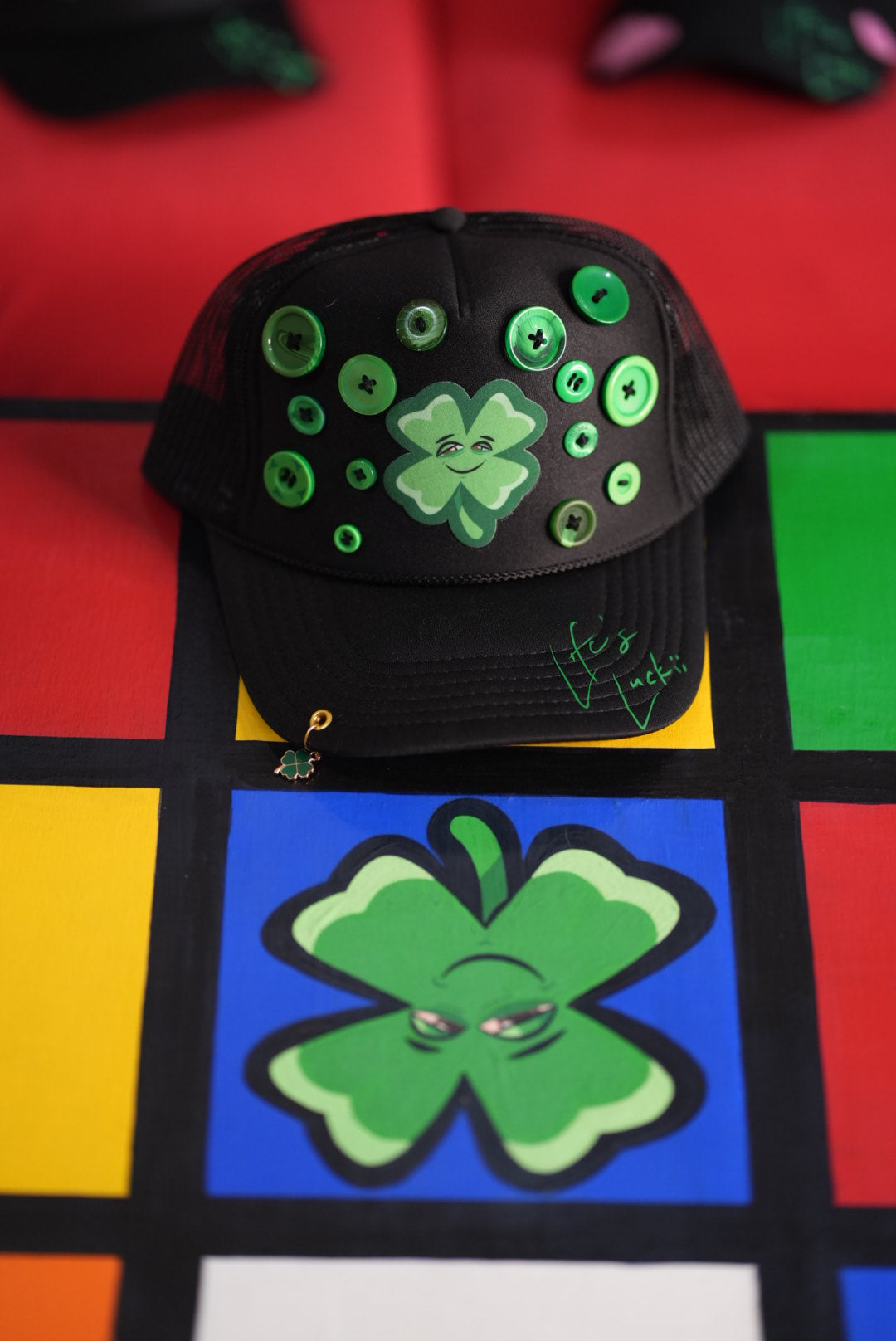 Life's Luckii Hat Broken Hearts and Buttons Collection