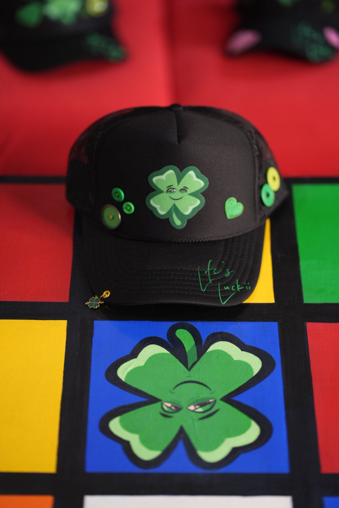 Life's Luckii Hat Broken Hearts and Buttons Collection