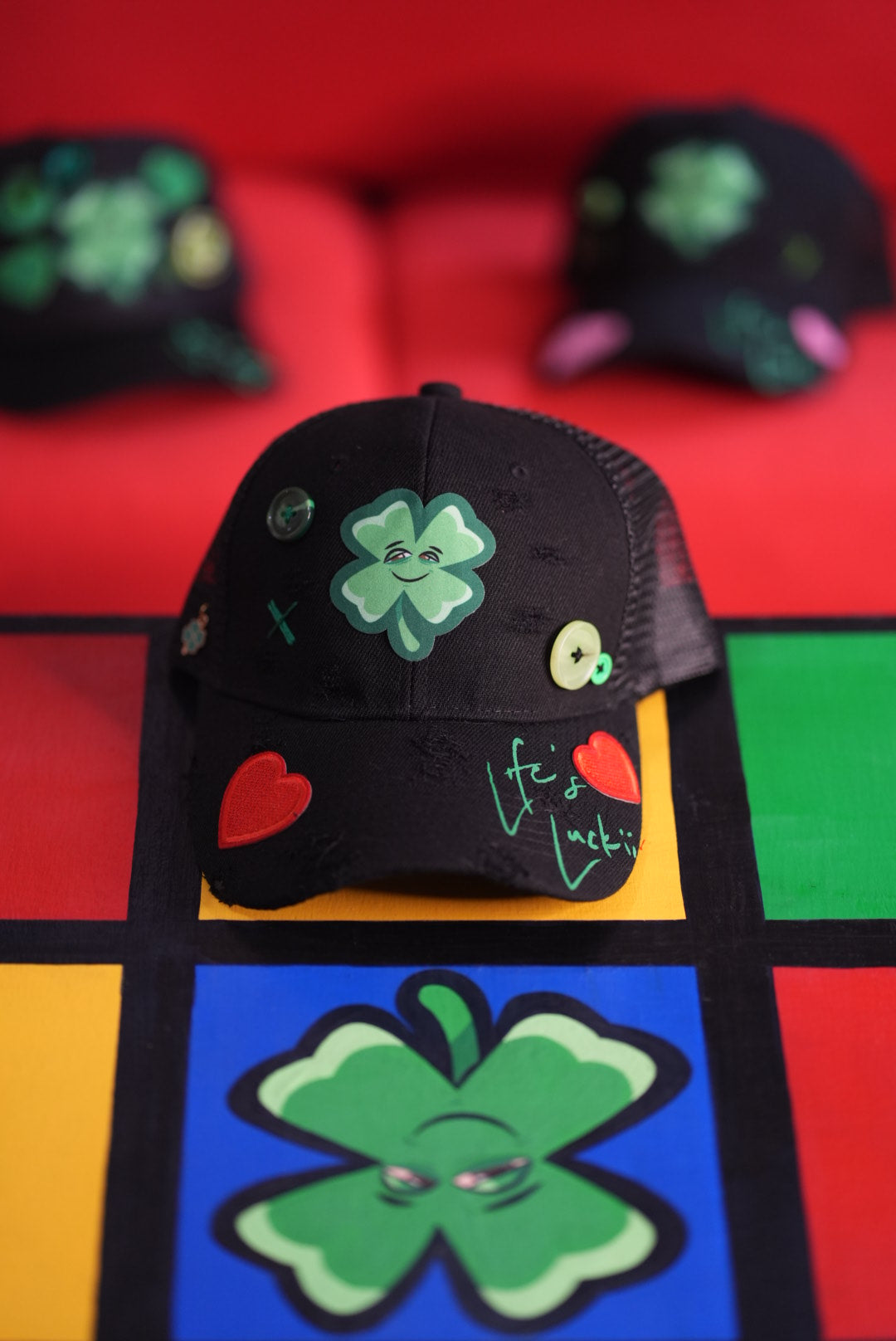 Life's Luckii Hat Broken Hearts and Buttons Collection