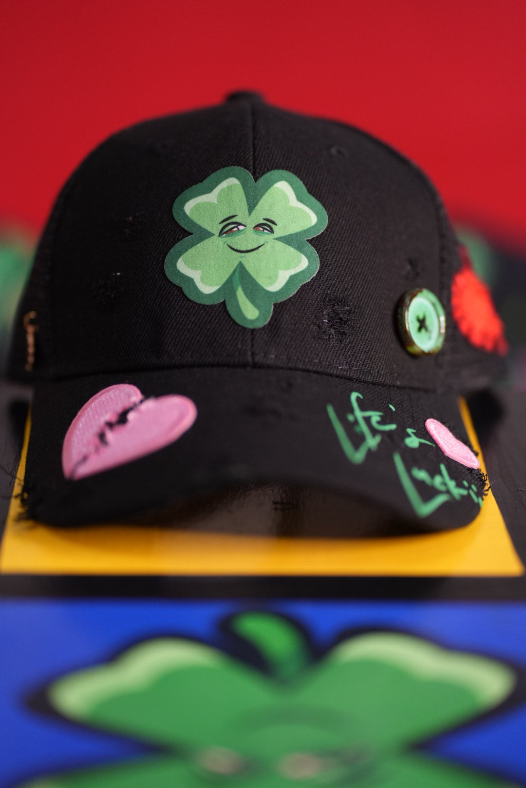 Life's Luckii Hat Broken Hearts and Buttons Collection