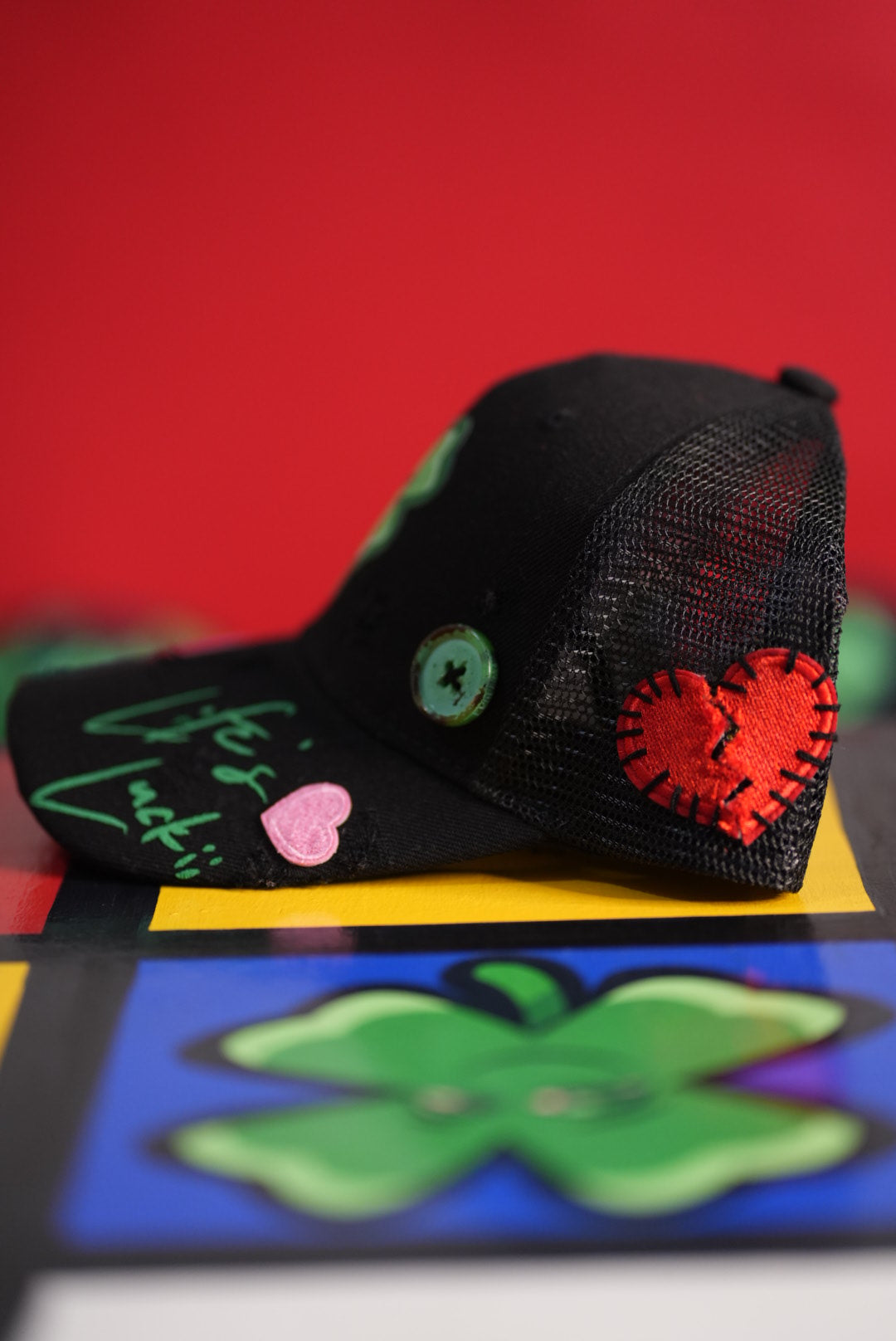 Life's Luckii Hat Broken Hearts and Buttons Collection