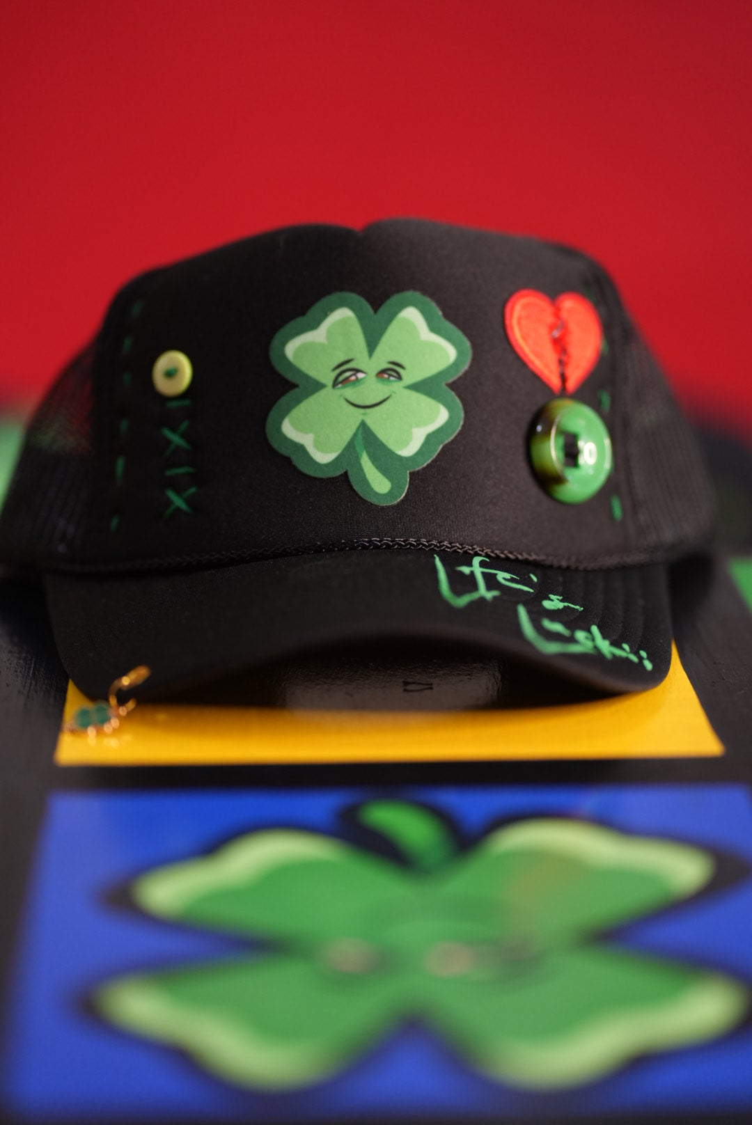 Life's Luckii Hat Broken Hearts and Buttons Collection